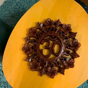 Tranquil OM Hand Carved Wood Wall Decor